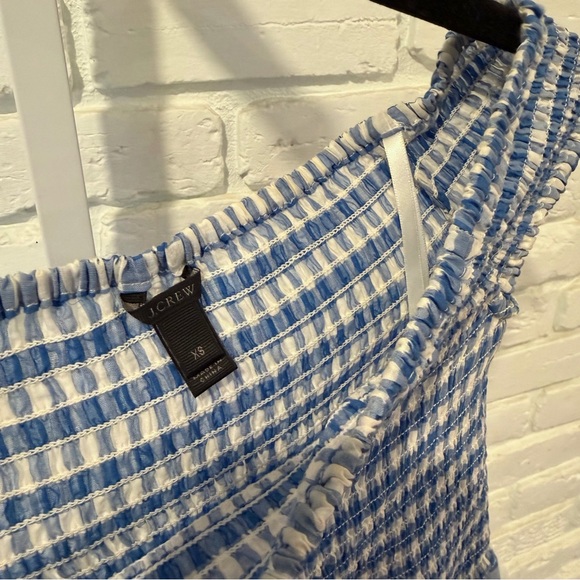 J.Crew Blue Gingham Smocked Midi Dress – XS - Picture 2 of 4